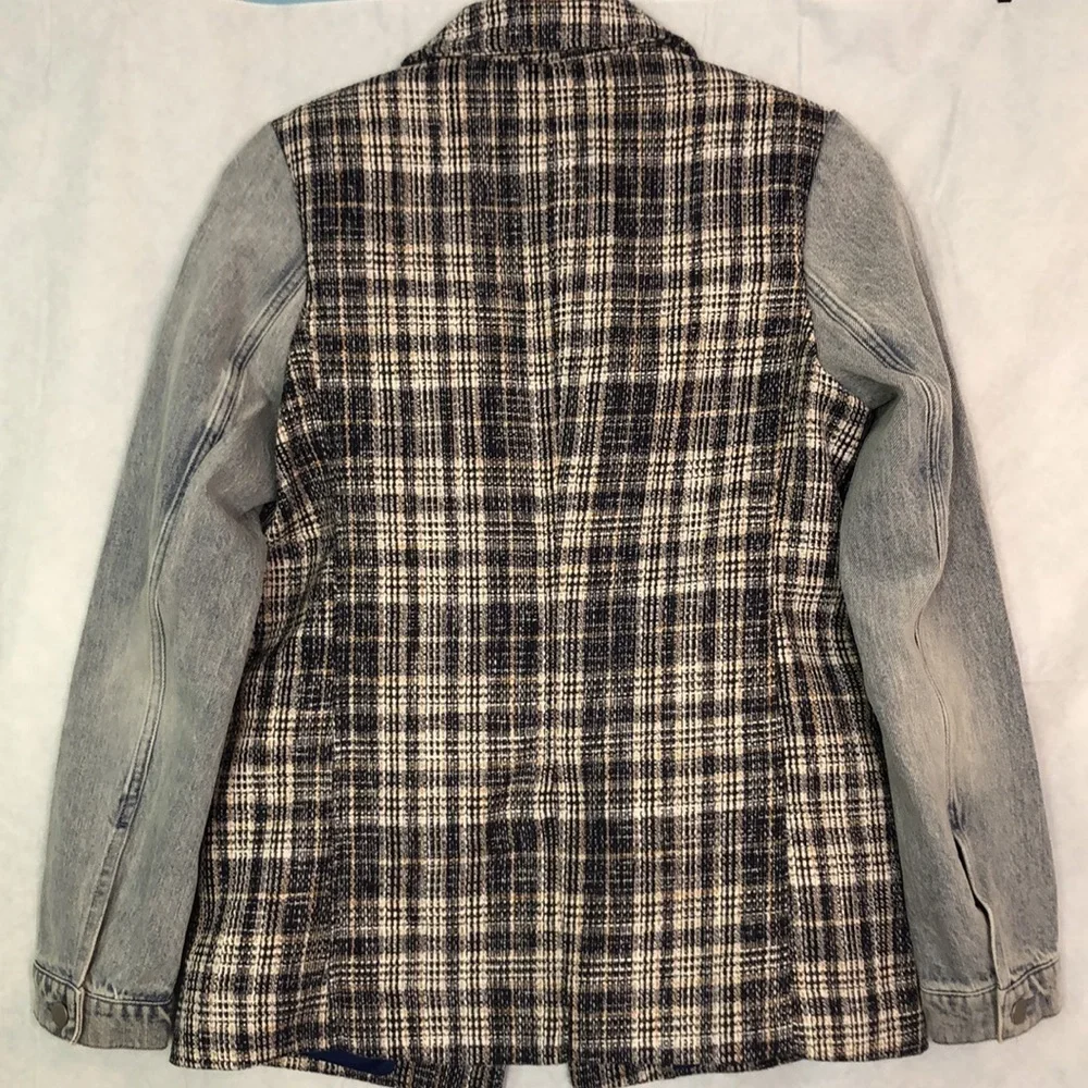 BLUE REVIVAL MIX DENIM HELEN BLAZER IN TWEED BLAZER SIZE S